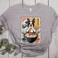 Boston Terrier Ramen Noodles Japanese Art Retro Ocean Waves Women's Heather T-Shirt Athletic Heather