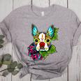 Boston Terrier In Red Day Of The Dead Sugar Skull Dog Women's Heather T-Shirt Athletic Heather