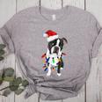 Boston Terrier Santa Christmas Lights Xmas Dog Lover Men Women Kids Women's Heather T-Shirt Athletic Heather