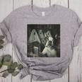 Boston Terrier Selfie With Ghosts Halloween Dog Lover Women's Heather T-Shirt Athletic Heather