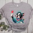 Boston Terrier Selfie Statue Of Liberty 4th Of July American Women's Heather T-Shirt Athletic Heather