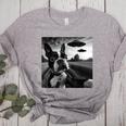 Boston Terrier Graphic Selfie With UFOs Weird Aliens Women's Heather T-Shirt Athletic Heather