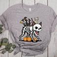 Boston Terrier Skeleton Mummy Witch Halloween Women's Heather T-Shirt Athletic Heather