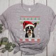 Boston Terrier Ugly Christmas Sweater Xmas For Adults Kids Women's Heather T-Shirt Athletic Heather