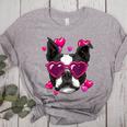 Boston Terrier Valentines Day Shirt Heart Dog Lover Women's Heather T-Shirt Athletic Heather