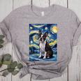 Boston Terrier Van Gogh Starry Night Women's Heather T-Shirt Athletic Heather