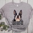 Boston Terrier Will Find And Lick You Bostie Mom Women's Heather T-Shirt Athletic Heather