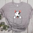 Bull Terrier Pocket Bull Terrier Peeking Out Pocket Women's Heather T-Shirt Athletic Heather