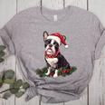 Cute Boston Terrier Dog Christmas Merry X-Mas Graphic Women's Heather T-Shirt Athletic Heather