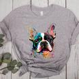 Cute Boston Terrier Puppy Dog Art Lover Unique Painting For Men Women Kids Women's Heather T-Shirt Athletic Heather