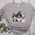 Cute Halloween Boston Terrier Dogs Witch Hat Ghost Dog For Men Women Kids Women's Heather T-Shirt Athletic Heather