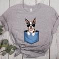 Cute Pocket Boston Terrier Lover Dog Mom Women's Heather T-Shirt Athletic Heather