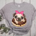 Cute Pug Shirt Donut Girls Dog Women's Heather T-Shirt Athletic Heather
