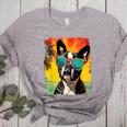 Dog Boston Terrier Hawaiian Women's Heather T-Shirt Athletic Heather