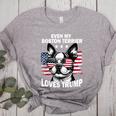 Even My Boston Terrier Loves Trump Trump Supporter Dog Lover Women's Heather T-Shirt Athletic Heather