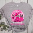 Ghost And Witch Boston Terrier Dog In October We Wear Pink Women's Heather T-Shirt Athletic Heather