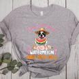 This Girl Loves Watermelon And Her Boston Terrier Dog Mother Women's Heather T-Shirt Athletic Heather