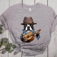 Guitar Shirt Boston Terrier Dog Playing Acoustic Guitar Women's Heather T-Shirt Athletic Heather