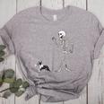 Halloween Boston Terrier And Skeleton Women's Heather T-Shirt Athletic Heather