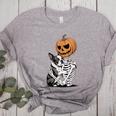Halloween Skeleton Boston Terrier Women's Heather T-Shirt Athletic Heather