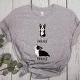 Inhale Exhale Yoga Boston Terrier Tshirt Women's Heather T-Shirt Athletic Heather