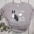 Just A Girl Who Loves Her Boston Terrier Puppy Love Women's Heather T-Shirt Athletic Heather