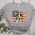 Patriotic Boston Terrier Dog Lover USA Flag 4th Of July For Men Women Kids Women's Heather T-Shirt Athletic Heather