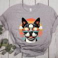 Retro Sunset Sunglasses Boston Terrier Boston Bull Bostie Women's Heather T-Shirt Athletic Heather