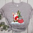 Santa Ugly Christmas Tree Lights Boston Terrier Dog Lover Women's Heather T-Shirt Athletic Heather