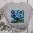 Scottish Terrier Starry Night Scotty Dog Art By Aja Women's Heather T-Shirt Athletic Heather