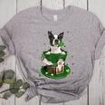 St Patrick's Day Leprechaun Boston Terrier Dog Shamrock For Men Women Kids Women's Heather T-Shirt Athletic Heather