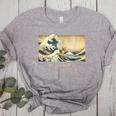 Surfing Boston Terrier Kanagawa Wave Japanese Dog For Men Women Kids Women's Heather T-Shirt Athletic Heather
