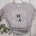 Ugly Xmas Sweater Style Boston Terrier Reindeer Christmas Women's Heather T-Shirt Athletic Heather