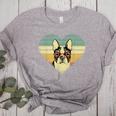 Vintage American Boston Terrier Lovers Valentine's Day Women's Heather T-Shirt Athletic Heather