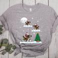 Xmas Lighting Tree Santa Riding Boston Terrier Christmas Women's Heather T-Shirt Athletic Heather
