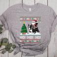 Xmas Tree Lighting Santa Riding Boston Terrier Christmas Women's Heather T-Shirt Athletic Heather