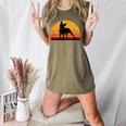 Boston Terrier Bostie Sunset Retro Dog Pet Mom Dad Women's Heather T-Shirt Heather Olive