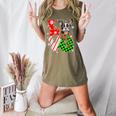 Boston Terrier Christmas Tree Lights Santa Dog Xmas For Men Women Kids Women's Heather T-Shirt Heather Olive