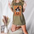 Boston Terrier Costume On Pumpkin Halloween Boston Terrier Women's Heather T-Shirt Heather Olive