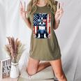 Boston Terrier Dog American USA US Flag Pets Vintage Outfit Women's Heather T-Shirt Heather Olive