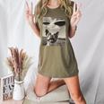 Boston Terrier Dog UFO Alien Extraterrestrial Selfie Women's Heather T-Shirt Heather Olive