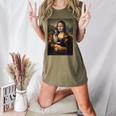 Boston Terrier Mona Lisa Painting Art Dog Mom Dad For Men Women Kids Women's Heather T-Shirt Heather Olive