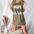 Nope Boston Terrier Puppy Dog Bostie Lover Men Women Girls Kids Women's Heather T-Shirt Heather Olive