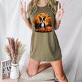 Pumpkin Boston Terrier Costume On Boston Terrier Halloween Women's Heather T-Shirt Heather Olive