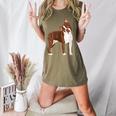 Red Boston Terrier Dog Women's Heather T-Shirt Heather Olive