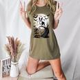 Spooky Halloween Moon Boston Terrier Boston Bull Bostie Women's Heather T-Shirt Heather Olive