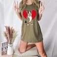 Valentine's Day Boston Terrier Lover Women's Heather T-Shirt Heather Olive