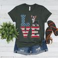 4th Of July Decor Patriotic LOVE Boston Terrier USA Flag Women's Heather T-Shirt Heather Forest