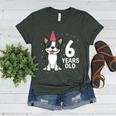 6 Years Old Birthday Boston Terrier Dog Lover 6th Party Kid Women's Heather T-Shirt Heather Forest