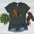 Boston Terrier Bigfoot Dog Walking Dog Mom Dad Kids Women's Heather T-Shirt Heather Forest